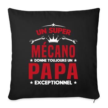 Mécano papa cadeau drôle fête des pères garagiste - Housse de coussin décorative 45 x 45 cm - noir - Devant