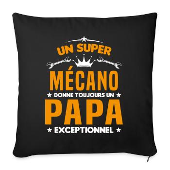 Mécano papa cadeau drôle fête des pères garagiste - Housse de coussin décorative 45 x 45 cm - noir - Devant
