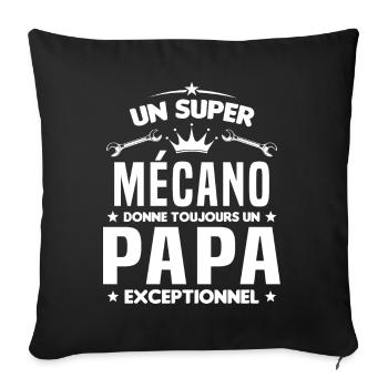 Mécano papa cadeau drôle fête des pères garagiste - Housse de coussin décorative 45 x 45 cm - noir - Devant