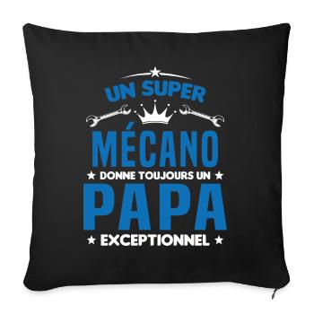 Mécano papa cadeau drôle fête des pères garagiste - Housse de coussin décorative 45 x 45 cm - noir - Devant