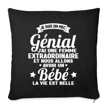 Je suis un mec génial j'ai une femme extraordinair - Housse de coussin décorative 45 x 45 cm - noir - Devant