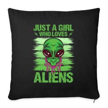 Girl Alien Lover UFO Galaxy - Sofa pillowcase 17,3'' x 17,3'' (45 x 45 cm) - black - Front