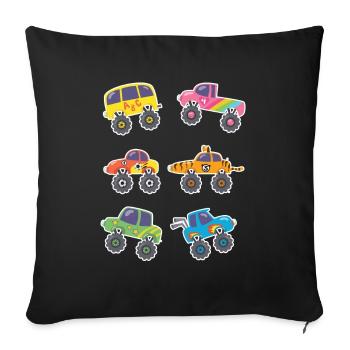 Monster Trucks Stunts Boys Girl - Sofa pillowcase 17,3'' x 17,3'' (45 x 45 cm) - black - Front