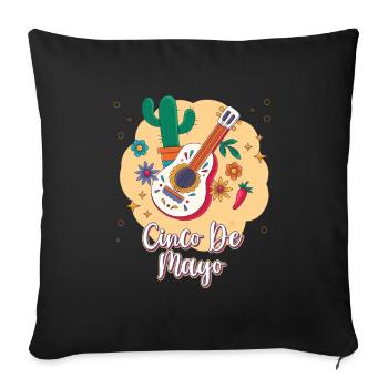 Cinco De Mayo Ukulélé Cactus Fiesta Mexicaine - Housse de coussin décorative 45 x 45 cm - noir - Devant