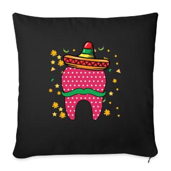 Cinco De Mayo Zahn Sombrero Mexican Dentist - Sofa pillowcase 17,3'' x 17,3'' (45 x 45 cm) - black - Front
