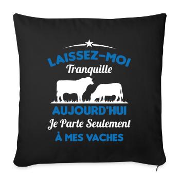 Je parle Seulement à Mes Vaches - Housse de coussin décorative 45 x 45 cm - noir - Devant