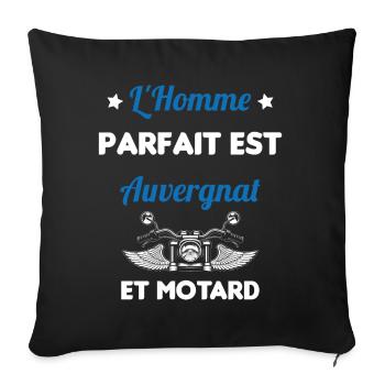 L'Homme Parfait Est Auvergnat Motard - Housse de coussin décorative 45 x 45 cm - noir - Devant