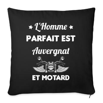L'Homme Parfait Est Auvergnat Motard - Housse de coussin décorative 45 x 45 cm - noir - Devant
