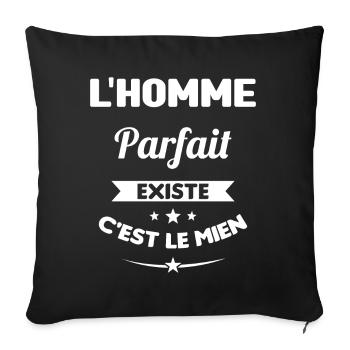 homme parfait cadeau saint valentin homme - Housse de coussin décorative 45 x 45 cm - noir - Devant