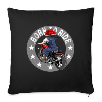 Black Forest Biker Lady Schwarzwald Motorrad - Sofakissenbezug 45 x 45 cm - Schwarz - Vorne