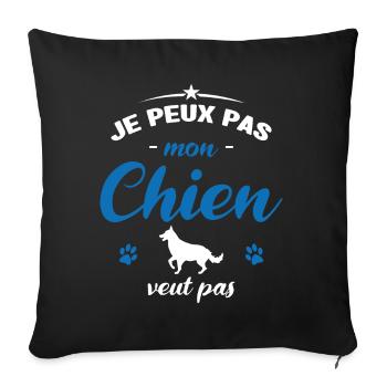 je peux pas mon chien veut pas - Housse de coussin décorative 45 x 45 cm - noir - Devant