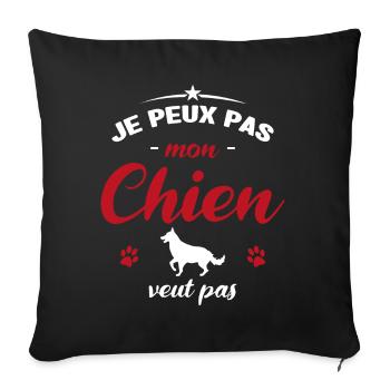je peux pas mon chien veut pas - Housse de coussin décorative 45 x 45 cm - noir - Devant