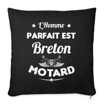 L'Homme Parfait Est Breton Motard - Housse de coussin décorative 45 x 45 cm - noir - Devant