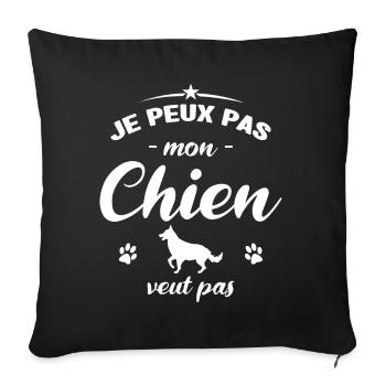 je peux pas mon chien veut pas - Housse de coussin décorative 45 x 45 cm - noir - Devant