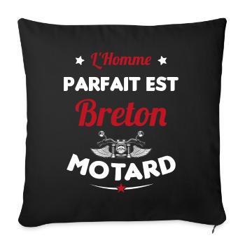 L'Homme Parfait Est Breton Motard - Housse de coussin décorative 45 x 45 cm - noir - Devant