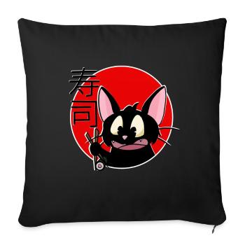 Katze, Japan, Sushi, Manga, Sketchlu, T-shirt - Sofakissenbezug 45 x 45 cm - Schwarz - Vorne