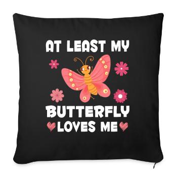 Butterfly loves me women Butterfly - Sofa pillowcase 17,3'' x 17,3'' (45 x 45 cm) - black - Front
