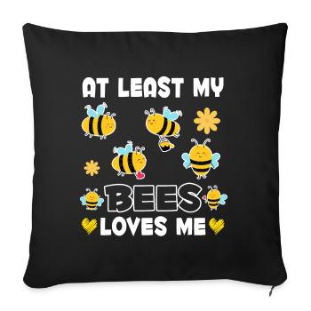 Bienen liebt mich Frauen lustiger Imker - Sofakissenbezug 45 x 45 cm - Schwarz - Vorne