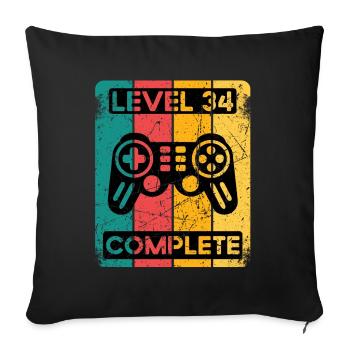34ème anniversaire Chemise Gamer Gambler Hommes Cadeau - Housse de coussin décorative 45 x 45 cm - noir - Devant
