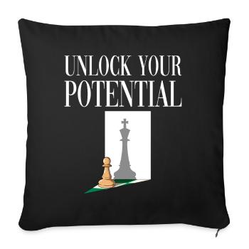 Unlock Your Potential für einen Schachspieler - Sofakissenbezug 45 x 45 cm - Schwarz - Vorne