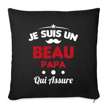je suis un Beau-Papa qui assure humour - Housse de coussin décorative 45 x 45 cm - noir - Devant