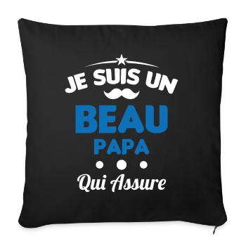 je suis un Beau-Papa qui assure humour - Housse de coussin décorative 45 x 45 cm - noir - Devant