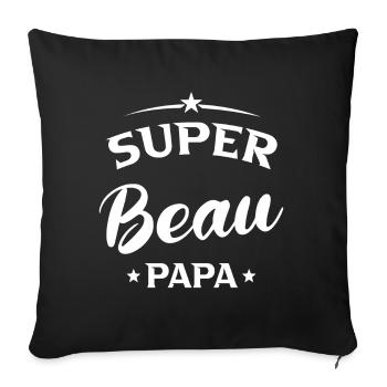 Beau-père Cadeau Super beau papa - Housse de coussin décorative 45 x 45 cm - noir - Devant
