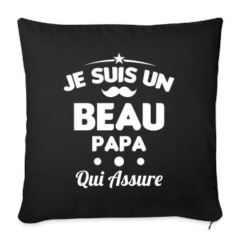 je suis un Beau-Papa qui assure humour - Housse de coussin décorative 45 x 45 cm - noir - Devant