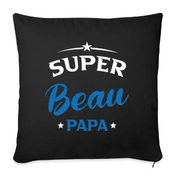Beau-père Cadeau Super beau papa - Housse de coussin décorative 45 x 45 cm - noir - Devant
