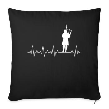 Bagpipe Player Heartbeat Musician Bagpipes - Sofa pillowcase 17,3'' x 17,3'' (45 x 45 cm) - black - Front