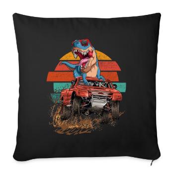 Retro Trex Monster Truck Dirt Race Dinosaur - Sofa pillowcase 17,3'' x 17,3'' (45 x 45 cm) - black - Front