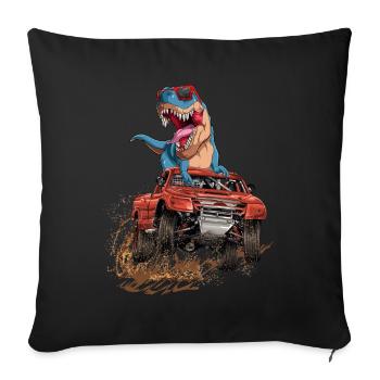 Trex Monster Truck Dirt Race Dinosaurs - Sofa pillowcase 17,3'' x 17,3'' (45 x 45 cm) - black - Front