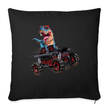 Trex Monstertruck Dreckrennen Dinosaurier - Sofakissenbezug 45 x 45 cm - Schwarz - Vorne