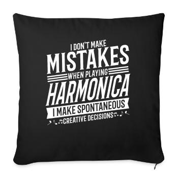 Harmonica player Musical instrument Harmonica - Sofa pillowcase 17,3'' x 17,3'' (45 x 45 cm) - black - Front