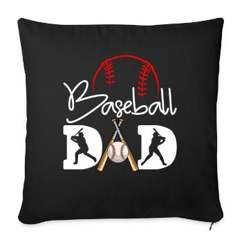 Baseball Papa Joueur Amoureux Fête des Pères - Housse de coussin décorative 45 x 45 cm - noir - Devant