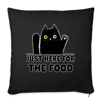 Foodie Kitty Femmes Drôle de Chat - Housse de coussin décorative 45 x 45 cm - noir - Devant