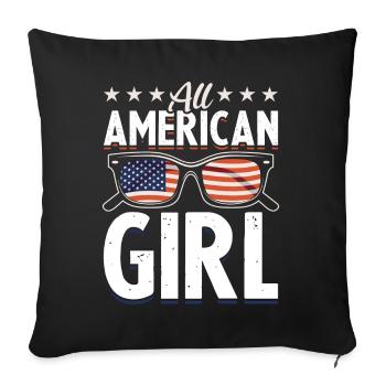 Girls American USA July 4 - Sofa pillowcase 17,3'' x 17,3'' (45 x 45 cm) - black - Front