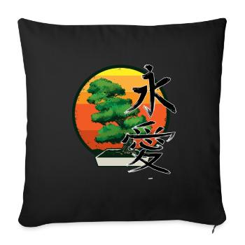 Bonsai Baum Buddhist Zen Japanisches Bonsai - Sofakissenbezug 45 x 45 cm - Schwarz - Vorne
