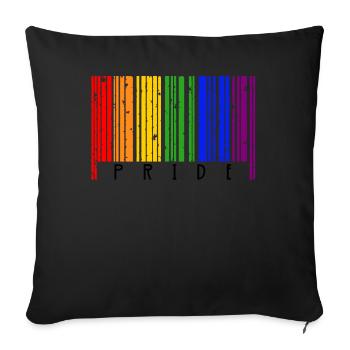 Code-barres LGBT Gay Pride - Housse de coussin décorative 45 x 45 cm - noir - Devant