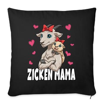 Zicken Mama für einen Ziegen Mama - Sofakissenbezug 45 x 45 cm - Schwarz - Vorne