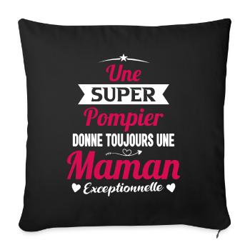 Super pompier maman sapeur pompier future mère - Housse de coussin décorative 45 x 45 cm - noir - Devant