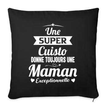 Cuisto cuisinière cadeau drôle maman - Housse de coussin décorative 45 x 45 cm - noir - Devant