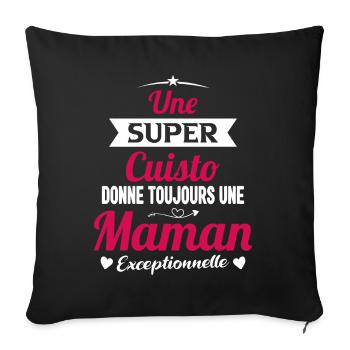 Cuisto cuisinière cadeau drôle maman - Housse de coussin décorative 45 x 45 cm - noir - Devant