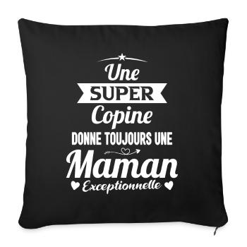 Copine future maman mère cadeau drôle naissance - Housse de coussin décorative 45 x 45 cm - noir - Devant