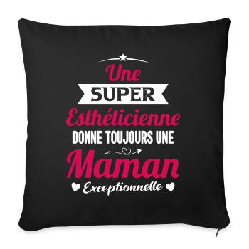 Esthéticienne future maman cadeau annonce mère - Housse de coussin décorative 45 x 45 cm - noir - Devant