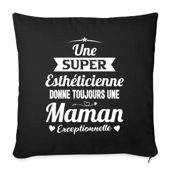 Esthéticienne future maman cadeau annonce mère - Housse de coussin décorative 45 x 45 cm - noir - Devant