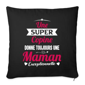 Copine future maman mère cadeau drôle naissance - Housse de coussin décorative 45 x 45 cm - noir - Devant