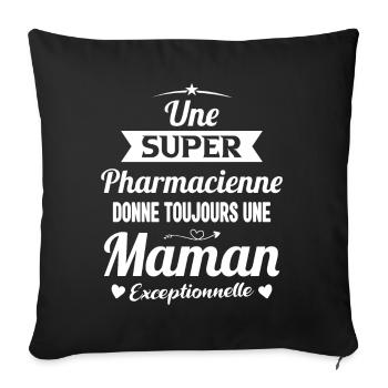 Pharmacienne Future Maman fête des mères - Housse de coussin décorative 45 x 45 cm - noir - Devant