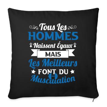 Hommes égaux les meilleurs font de la musculation - Housse de coussin décorative 45 x 45 cm - noir - Devant