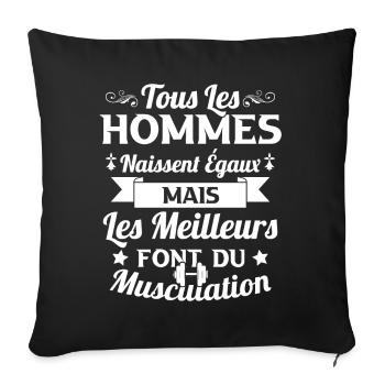 Hommes égaux les meilleurs font de la musculation - Housse de coussin décorative 45 x 45 cm - noir - Devant